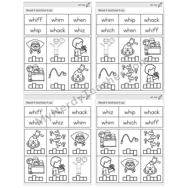 Digraph wh /w/ — BW (C10 — Read and Box It Up)