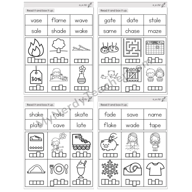 Long A Silent E (a_e) — BW (C10 — Read and Box It Up)