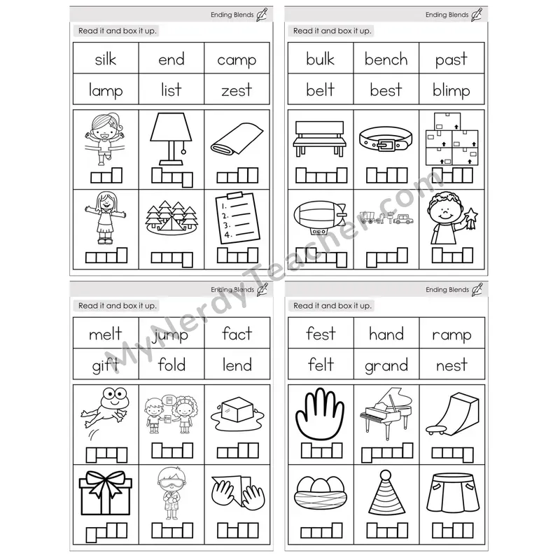 Ending Blends — BW (C10 — Read and Box It Up)