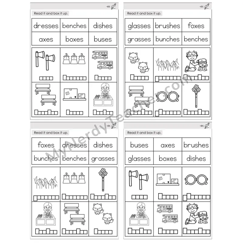 Inflectional Ending -es — BW (C10 — Read and Box It Up)