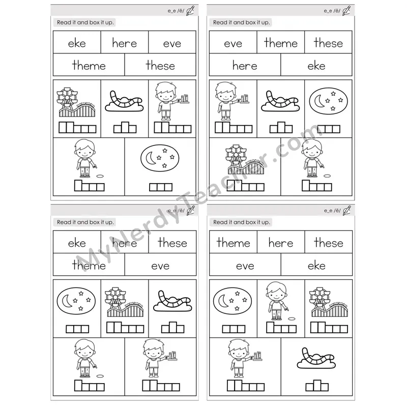 Long E Silent E (e_e) — BW (C10 — Read and Box It Up)