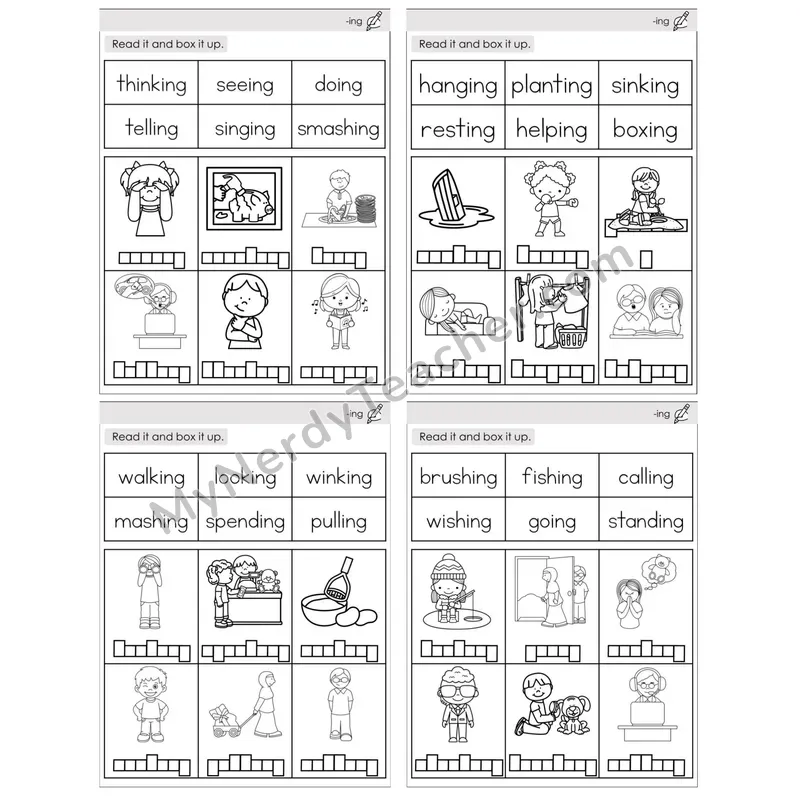 Inflectional Ending -ing — BW (C10 — Read and Box It Up)