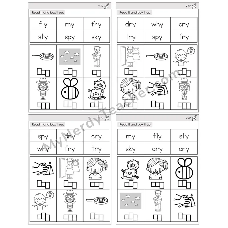 Y as Long I (/i/) — BW (C10 — Read and Box It Up)