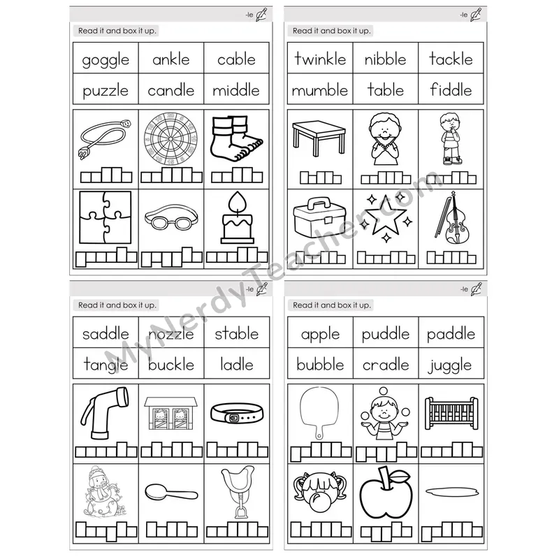 Consonant -le Syllable — BW (C10 — Read and Box It Up)