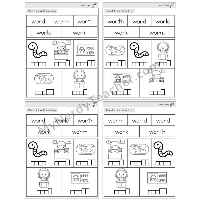 R-Controlled w+or /er/ — BW (C10 — Read and Box It Up)