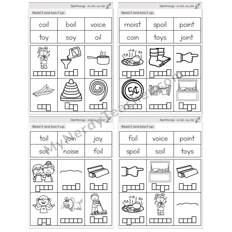 Diphthongs oi, oy /oi/ — BW (C10 — Read and Box It Up)