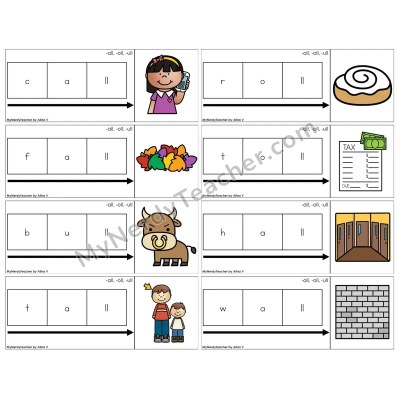 -all, -oll, -ull Word Families (C11 — Graph It Puzzles)