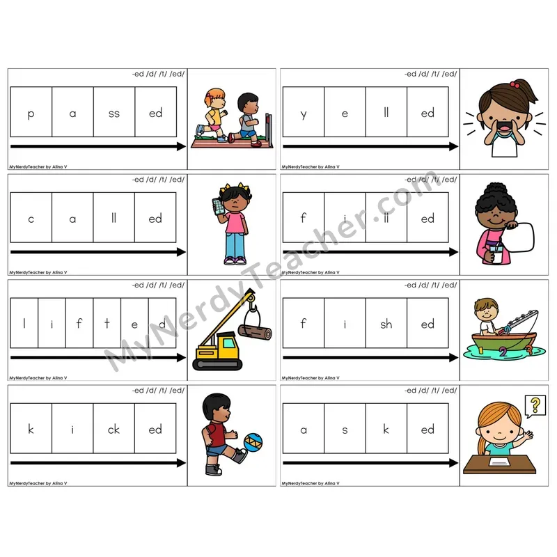 Inflectional Ending -ed (/d/, /t/, /ed/) (C11 — Graph It Puzzles)