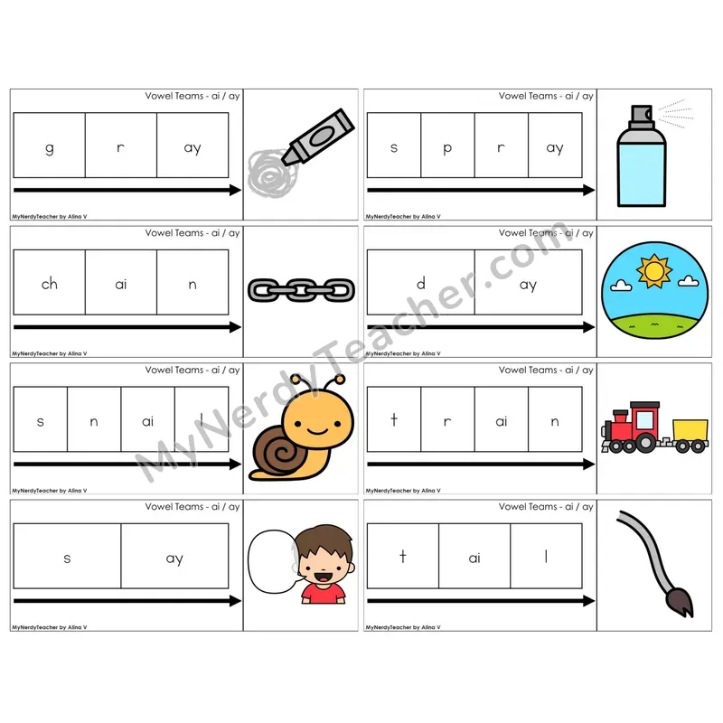 Vowel Teams ai, ay /a/ (C11 — Graph It Puzzles)