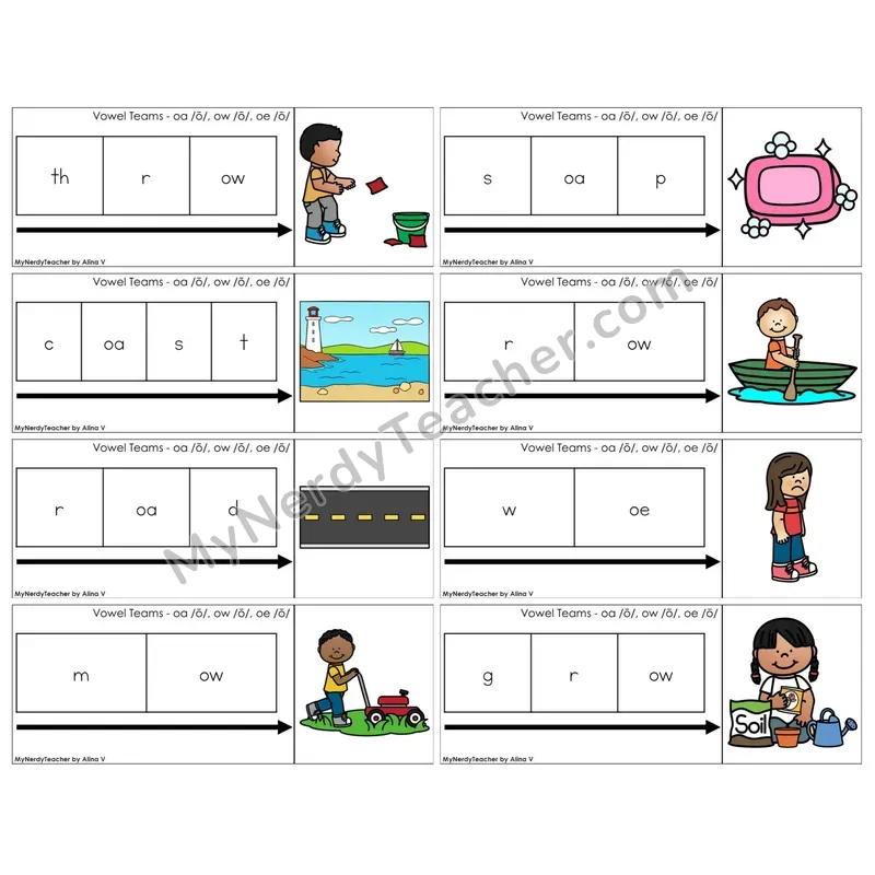 Vowel Teams oa, ow, oe /o/ (C11 — Graph It Puzzles)
