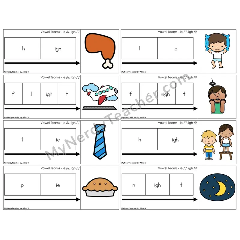 Vowel Teams ie, igh /i/ (C11 — Graph It Puzzles)