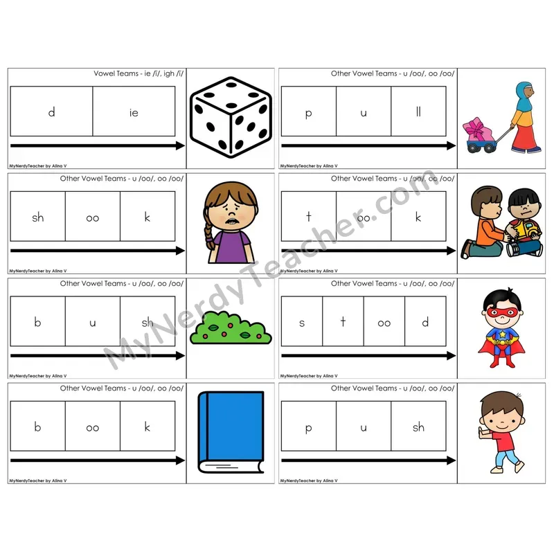Vowel Teams oo, u /oo/ (book) (C11 — Graph It Puzzles)
