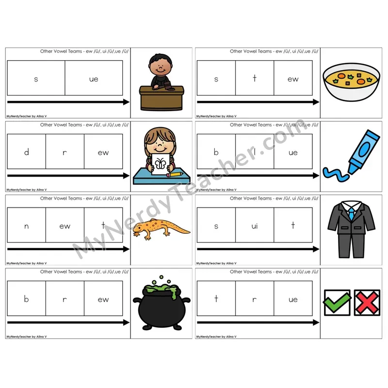 Vowel Teams ew, ui, ue /u/ (C11 — Graph It Puzzles)