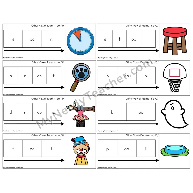 Vowel Teams oo /oo/ (moon) (C11 — Graph It Puzzles)