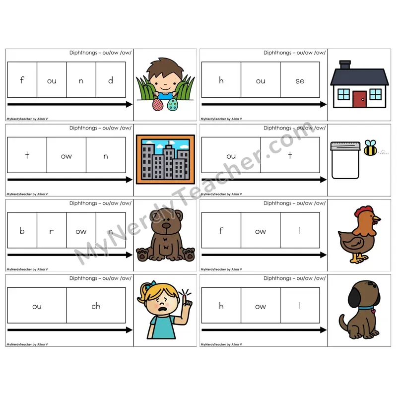 Diphthongs ou, ow /ow/ (C11 — Graph It Puzzles)
