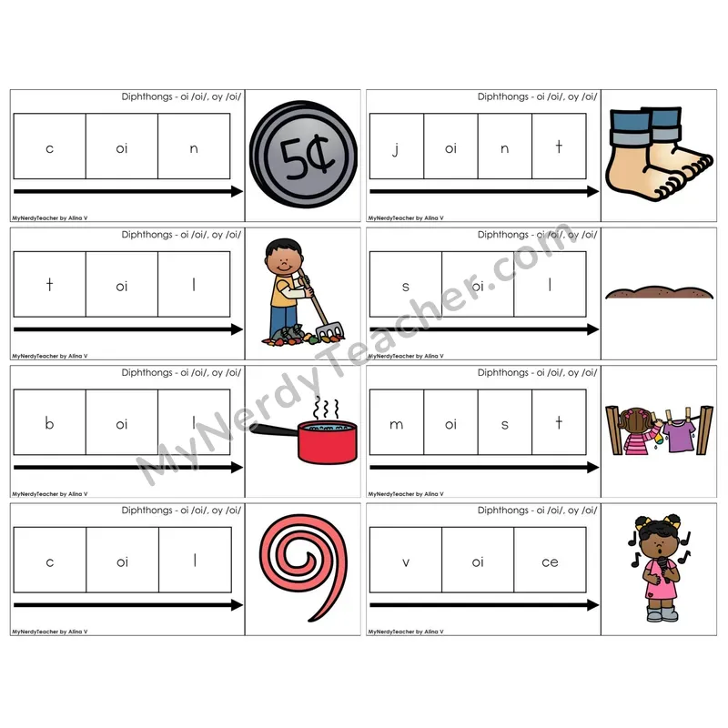 Diphthongs oi, oy /oi/ (C11 — Graph It Puzzles)