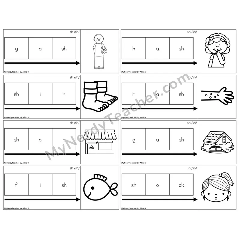 Digraph sh /sh/ — BW (C11 — Graph It Puzzles)