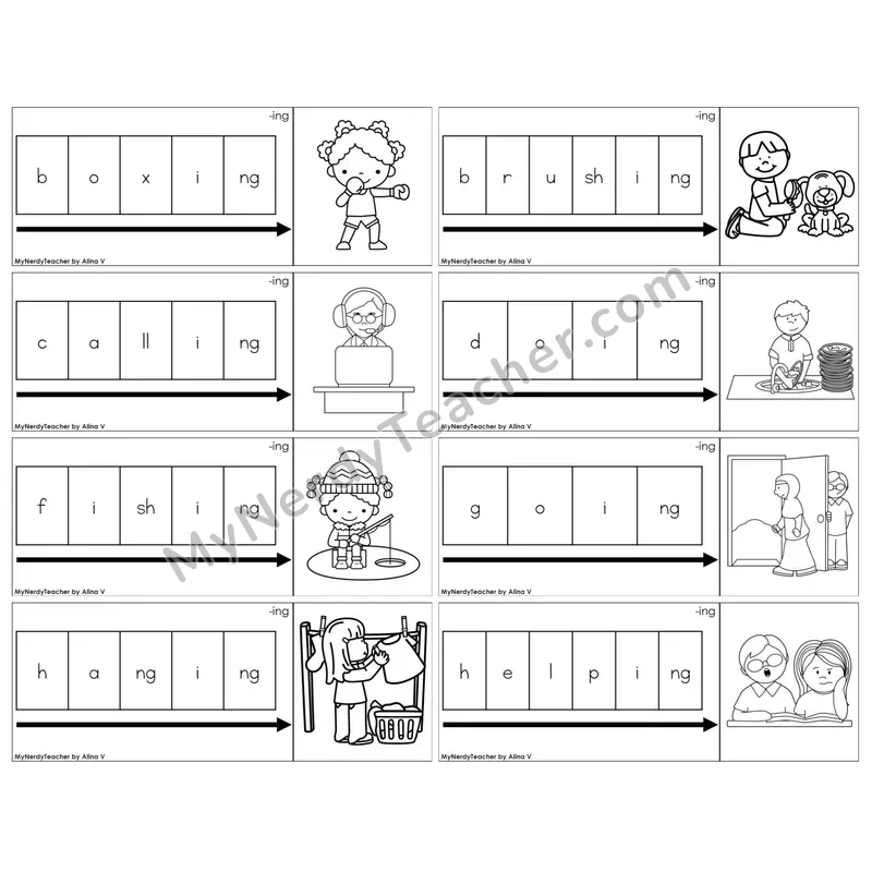 Inflectional Ending -ing — BW (C11 — Graph It Puzzles)