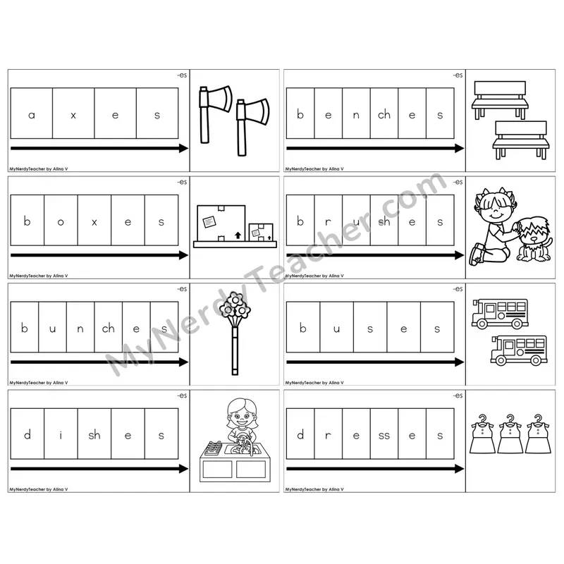 Inflectional Ending -es — BW (C11 — Graph It Puzzles)