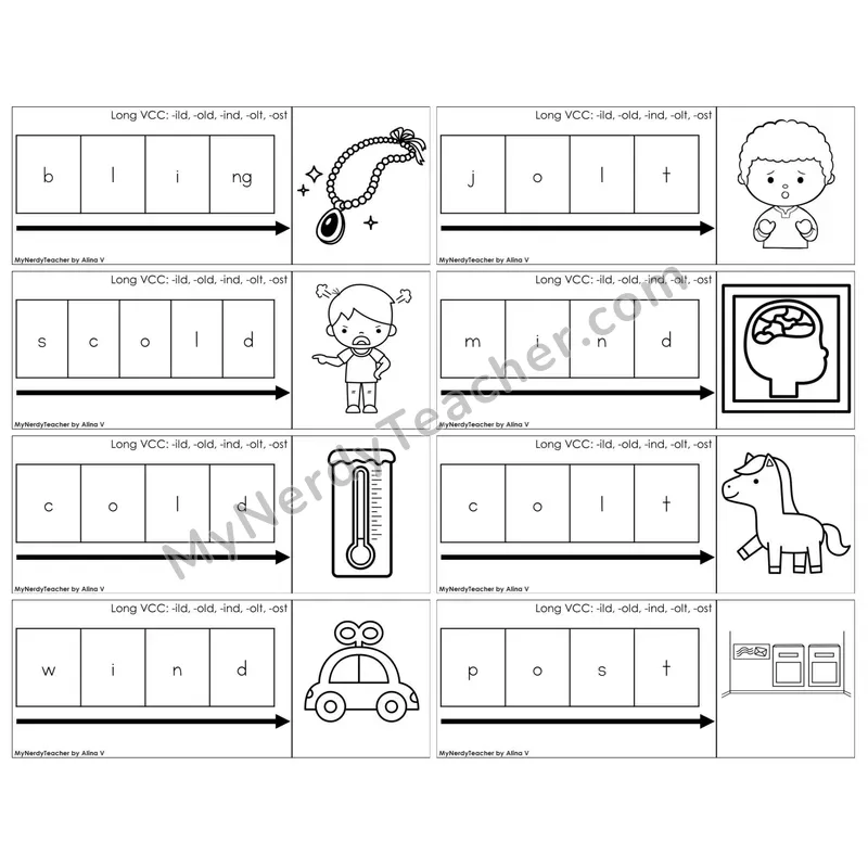 Long VCC (-ild, -old, -ind, -olt, -ost) — BW (C11 — Graph It Puzzles)