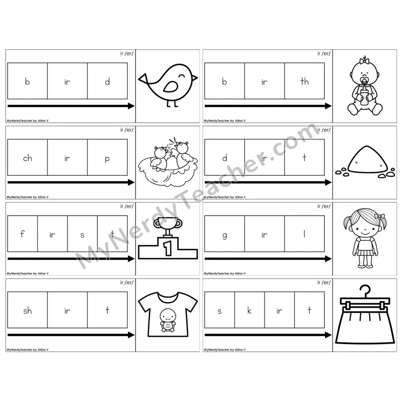 R-Controlled ir /er/ — BW (C11 — Graph It Puzzles)