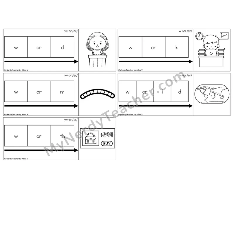 R-Controlled w+or /er/ — BW (C11 — Graph It Puzzles)