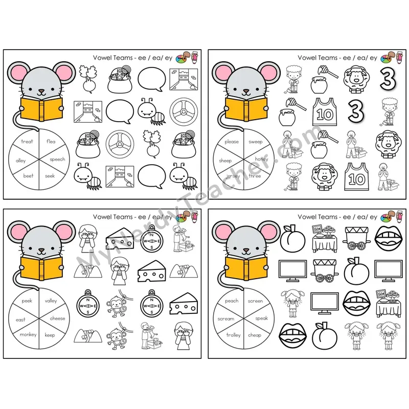 Vowel Teams ee, ea, ey /e/ (C12 — Spin and Dab)