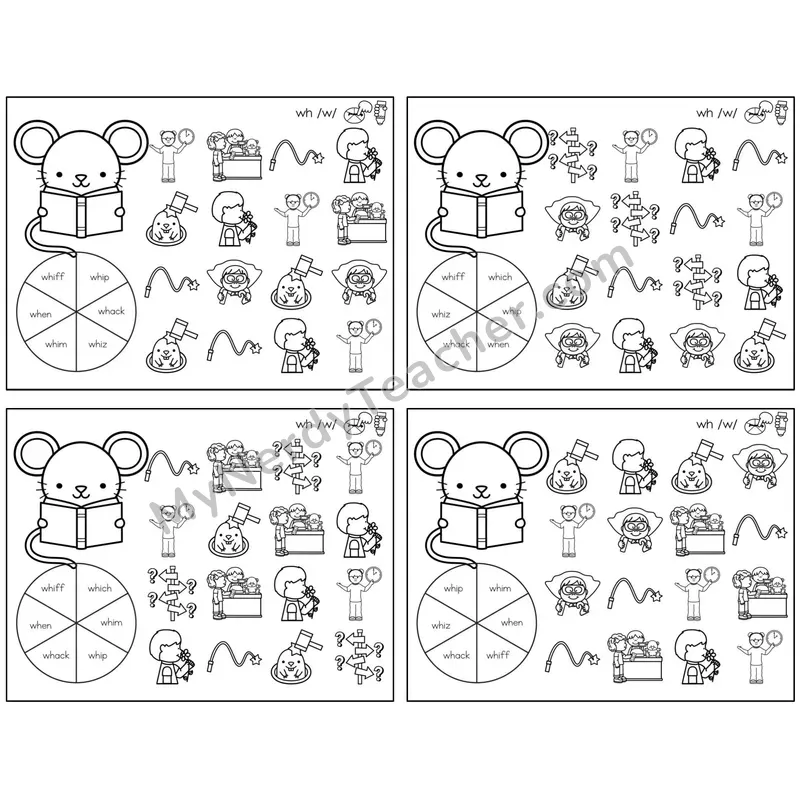 Digraph wh /w/ — BW (C12 — Spin and Dab)