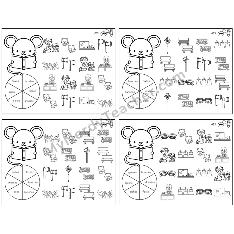 Inflectional Ending -es — BW (C12 — Spin and Dab)