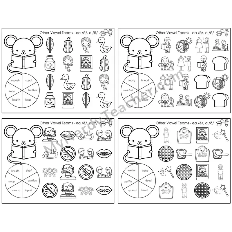 Vowel Teams ea /e/, a /o/ — BW (C12 — Spin and Dab)