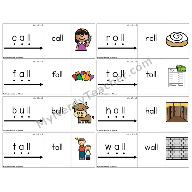 -all, -oll, -ull Word Families (C13 — Blend It Puzzles)