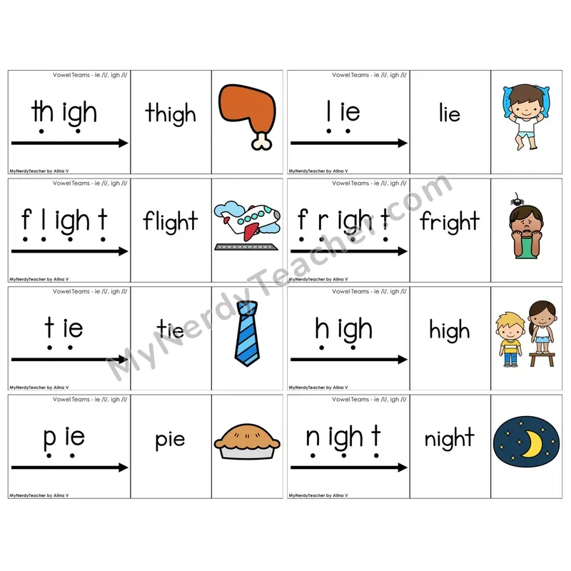 Vowel Teams ie, igh /i/ (C13 — Blend It Puzzles)