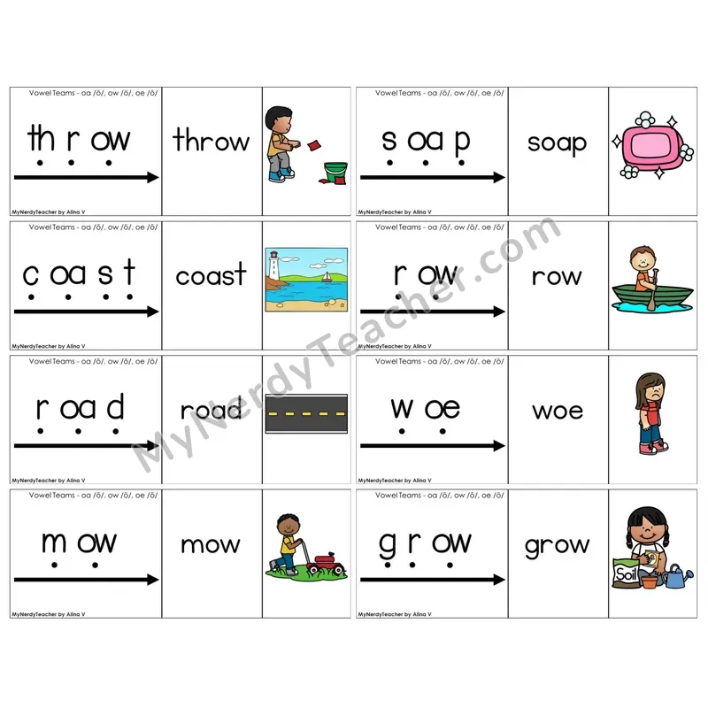 Vowel Teams oa, ow, oe /o/ (C13 — Blend It Puzzles)