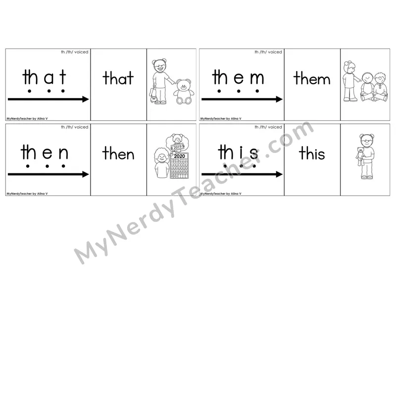 Digraphs th (Voiced & Unvoiced) — BW (C13 — Blend It Puzzles)
