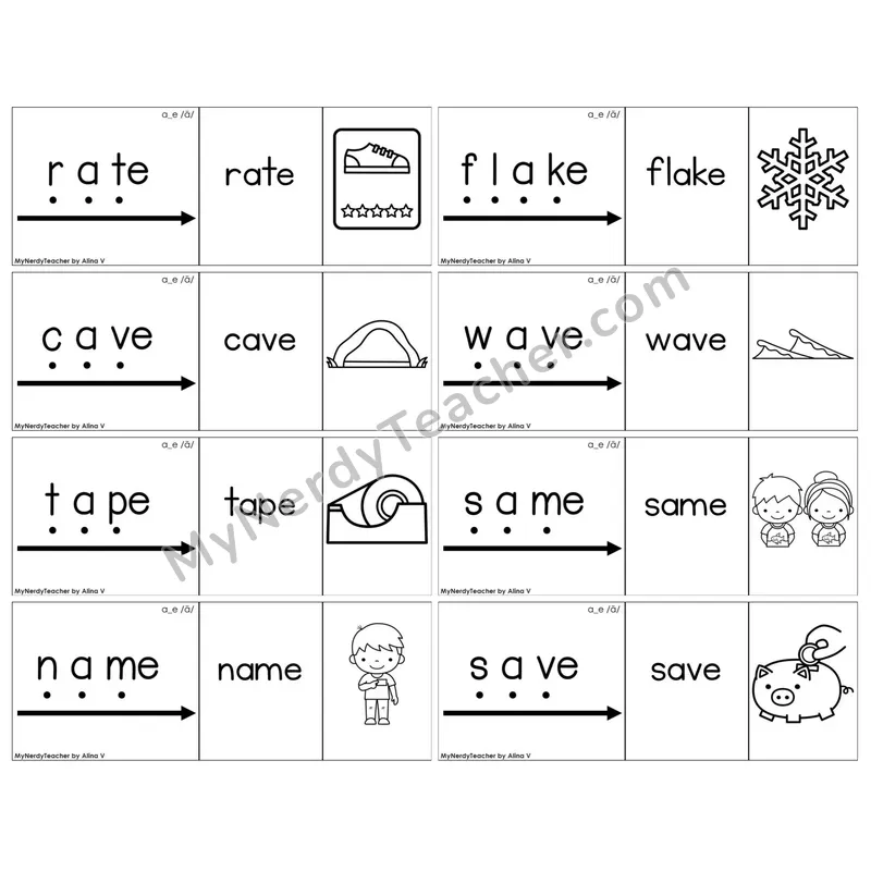 Long A Silent E (a_e) — BW (C13 — Blend It Puzzles)