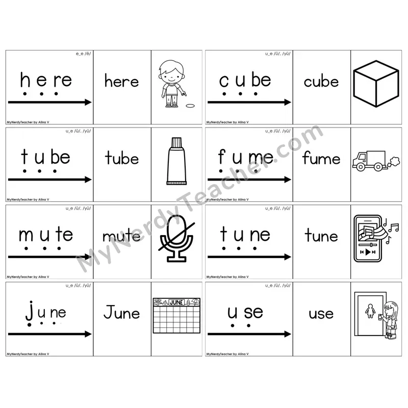 Long U Silent E (u_e) — BW (C13 — Blend It Puzzles)