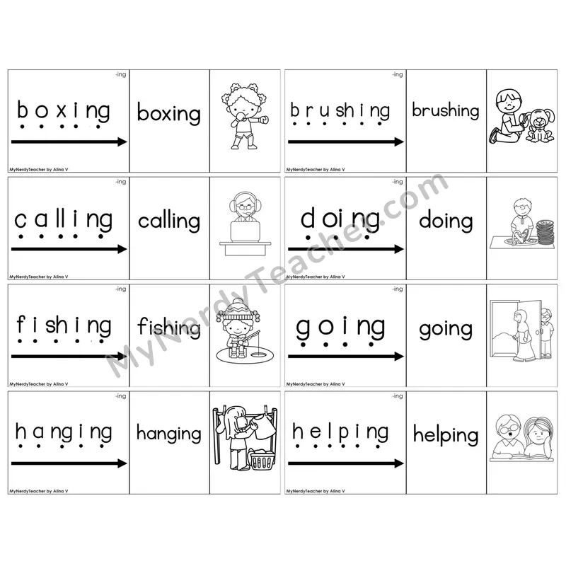 Inflectional Ending -ing — BW (C13 — Blend It Puzzles)
