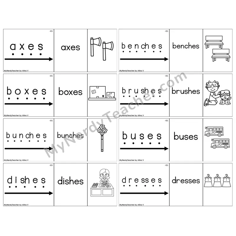 Inflectional Ending -es — BW (C13 — Blend It Puzzles)
