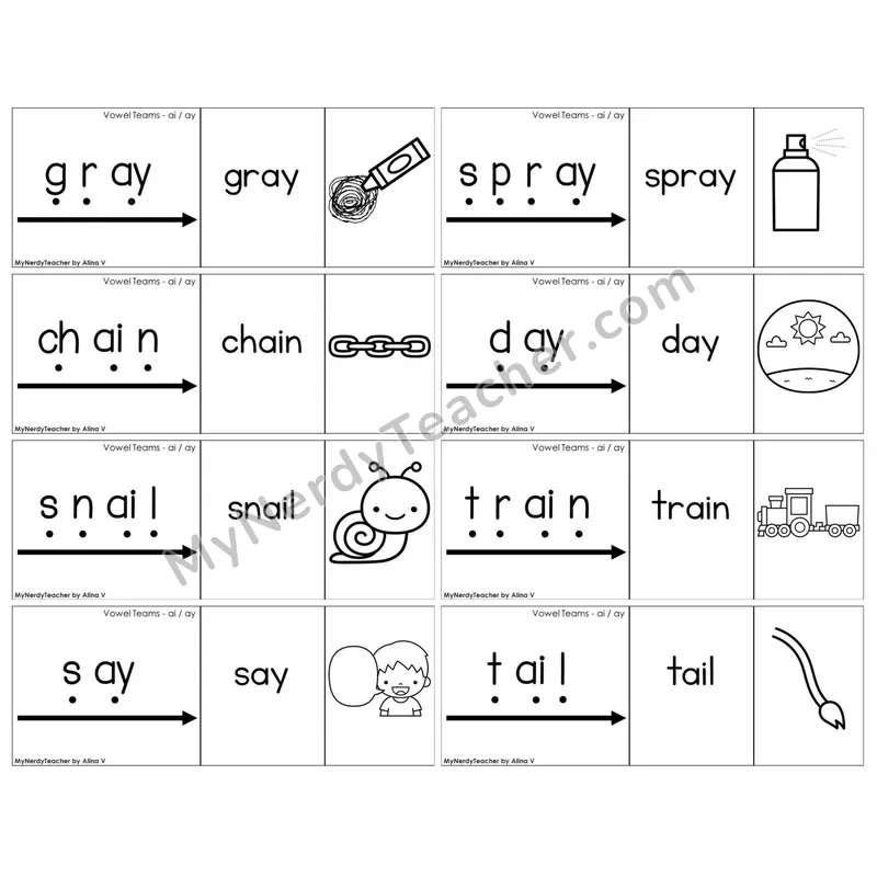 Vowel Teams ai, ay /a/ — BW (C13 — Blend It Puzzles)