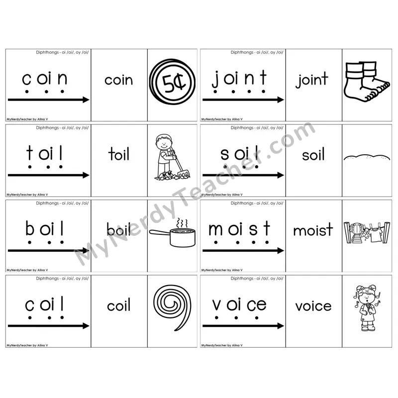 Diphthongs oi, oy /oi/ — BW (C13 — Blend It Puzzles)