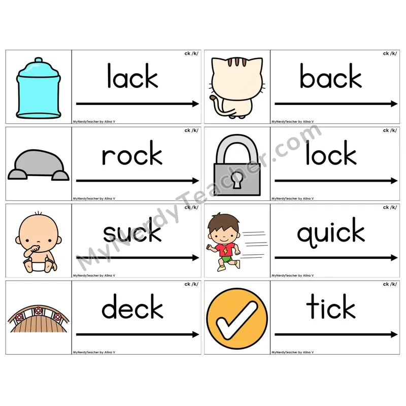 Digraph ck /k/ (C14 — Blending Cards)