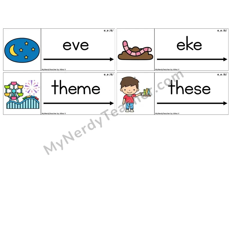 Long E Silent E (e_e) (C14 — Blending Cards)