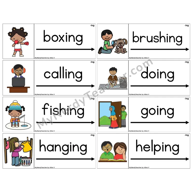 Inflectional Ending -ing (C14 — Blending Cards)