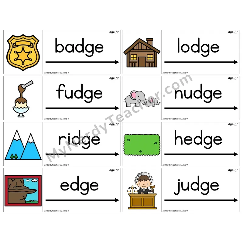 Trigraph dge /j/ (C14 — Blending Cards)