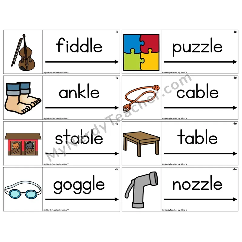 Consonant -le Syllable (C14 — Blending Cards)