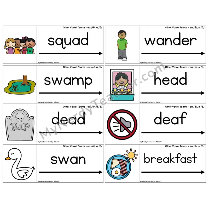 Vowel Teams ea /e/, a /o/ (C14 — Blending Cards)