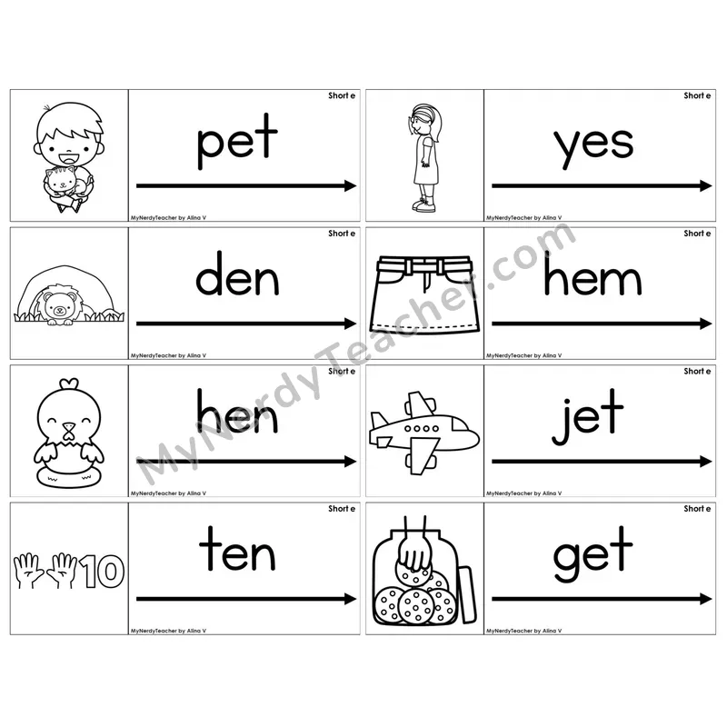 Short E /e/ — BW (C14 — Blending Cards)
