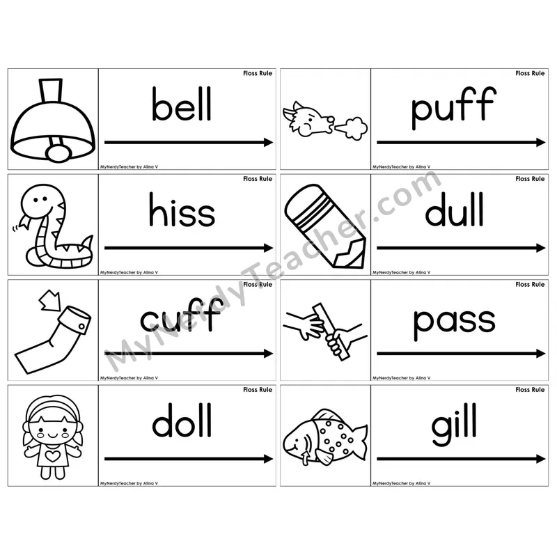 FLOSS Rule (ff, ll, ss, zz) — BW (C14 — Blending Cards)