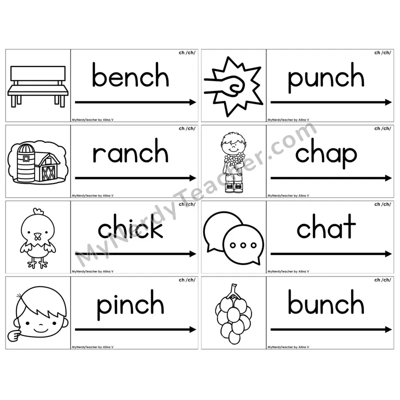 Digraph ch /ch/ — BW (C14 — Blending Cards)