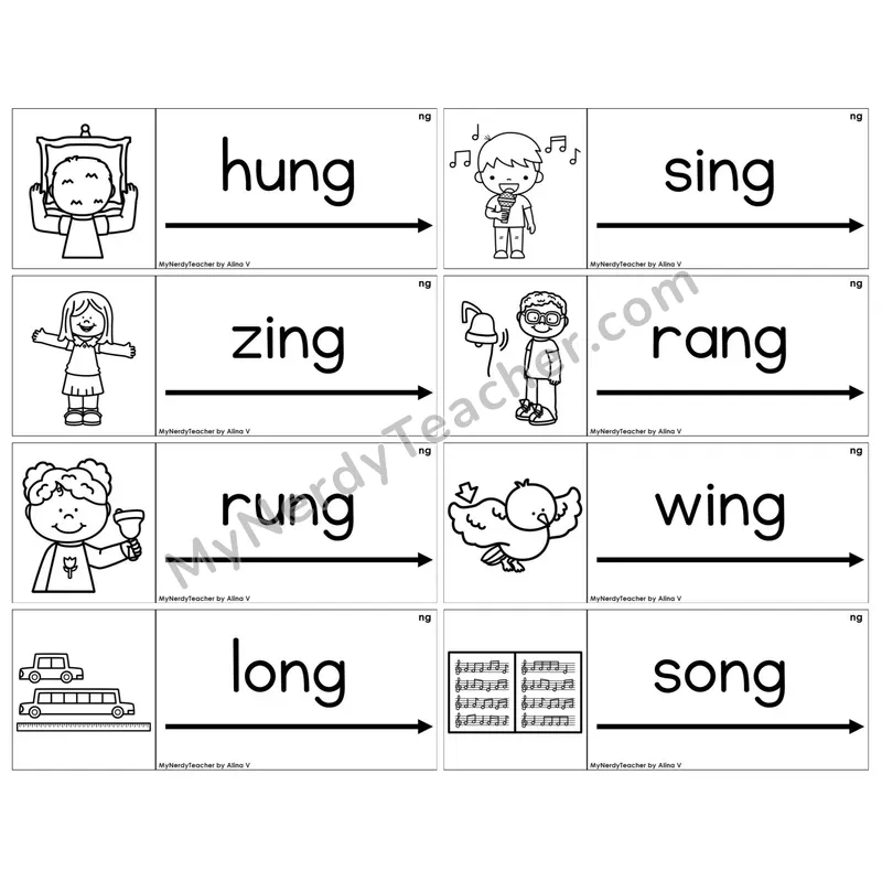 Ending ng /ng/ — BW (C14 — Blending Cards)